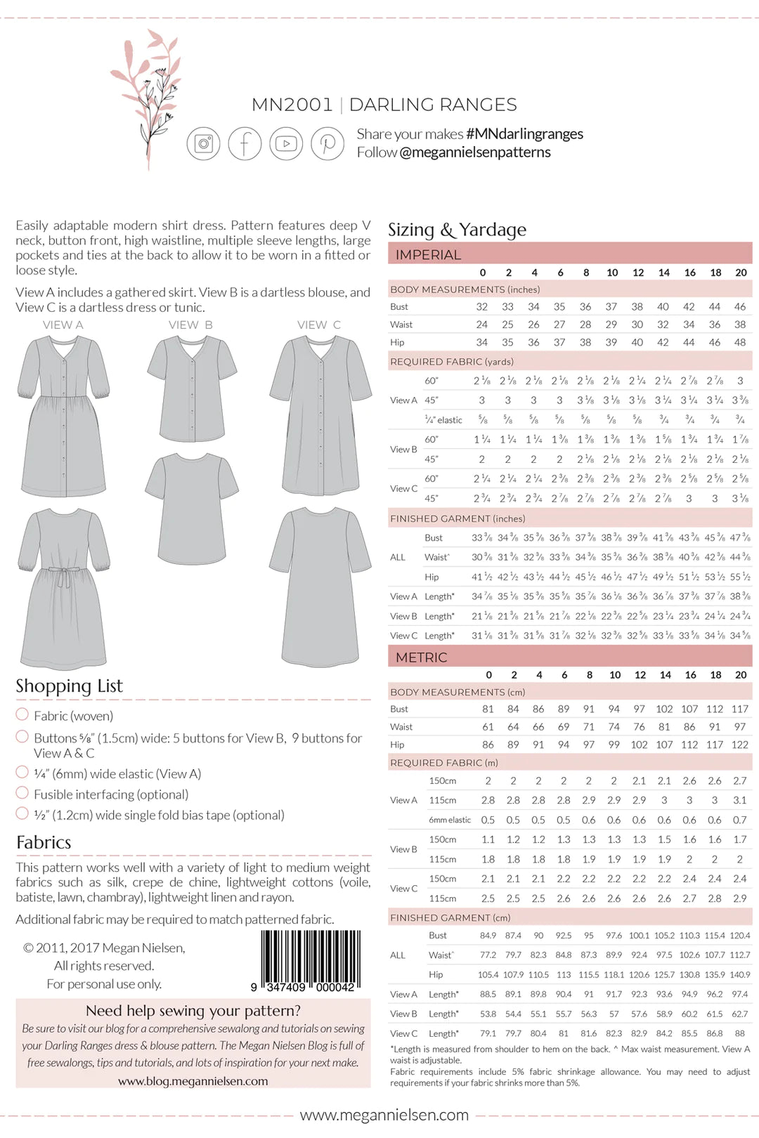Darling Ranges Dress And Blouse By Megan Nielsen