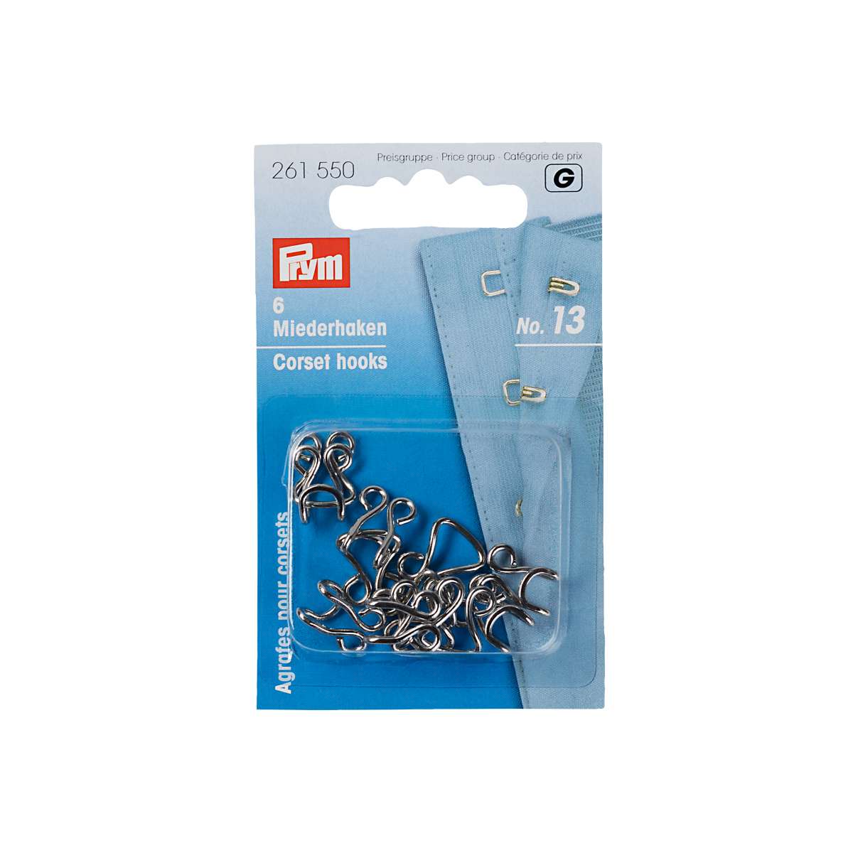 Prym 261550 Silver Corset Hooks No.13