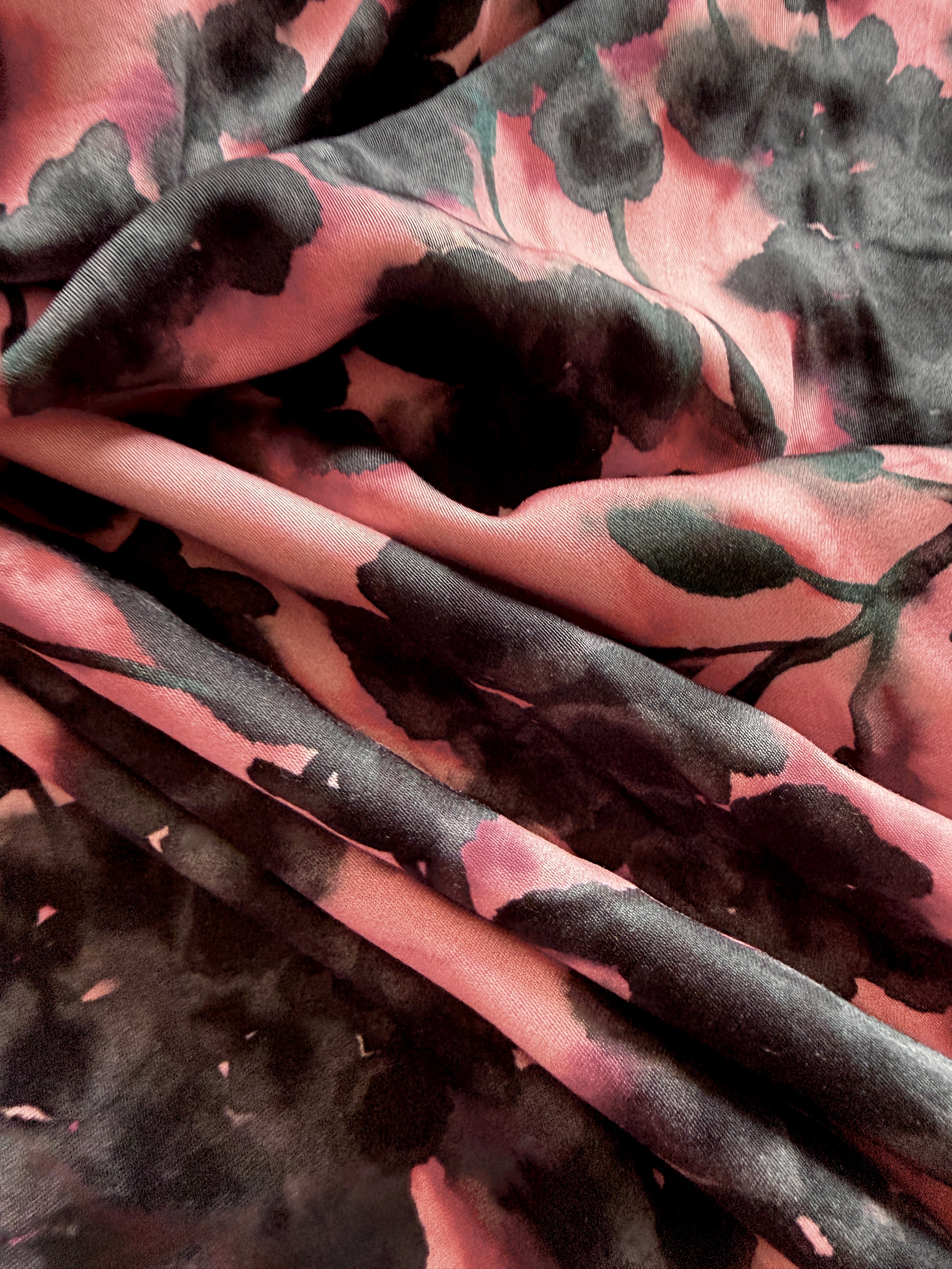 Shadow Floral Peach Storrie Sateen by Lady McElroy