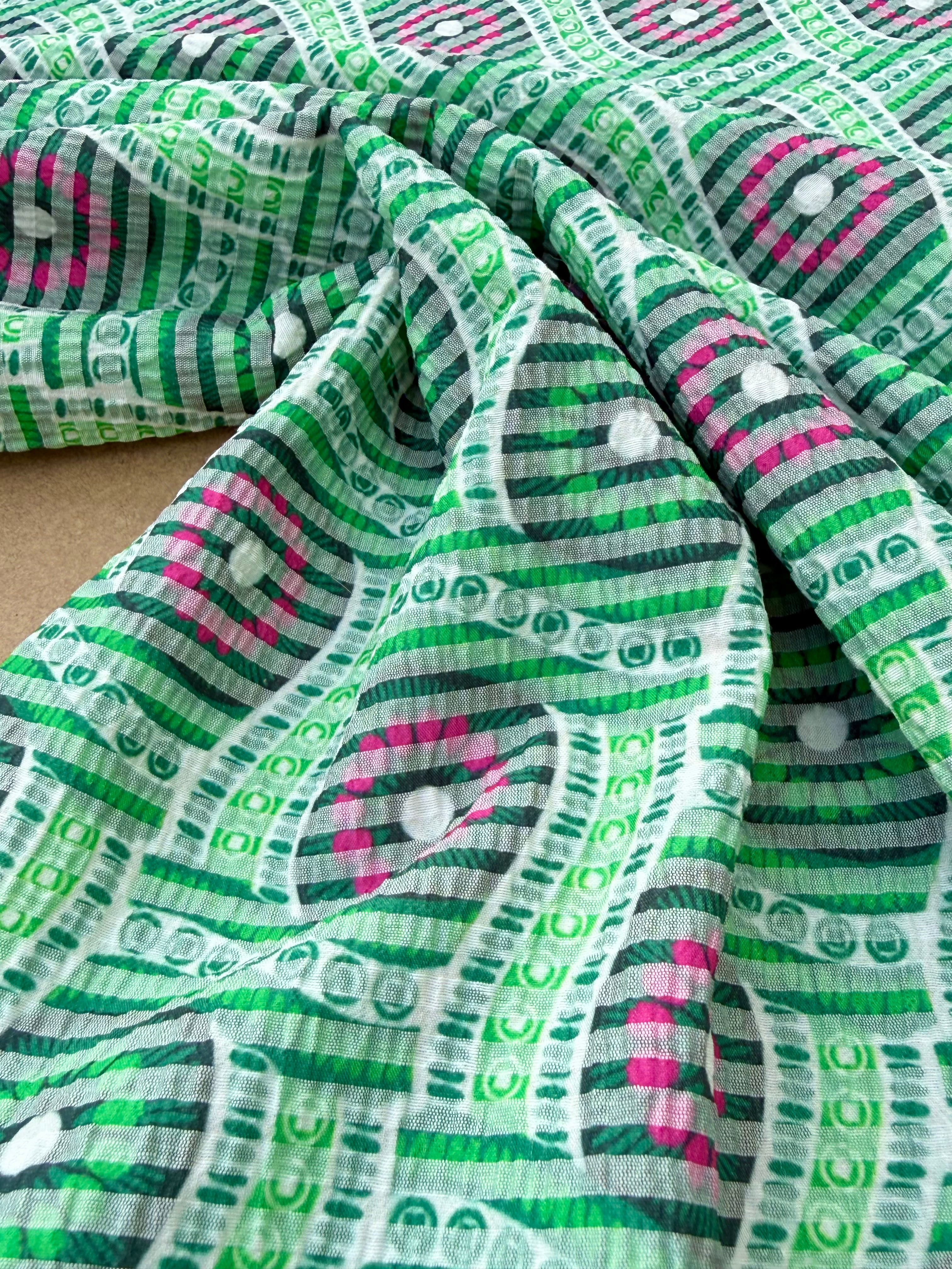 Summer Fresh Seersucker Cotton Blend Ex Designer Deadstock