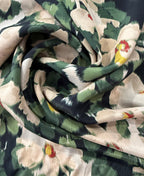 Painted Meadow Green Sandwashed Silk-Mix Crepe De Chine By Lady McElroy