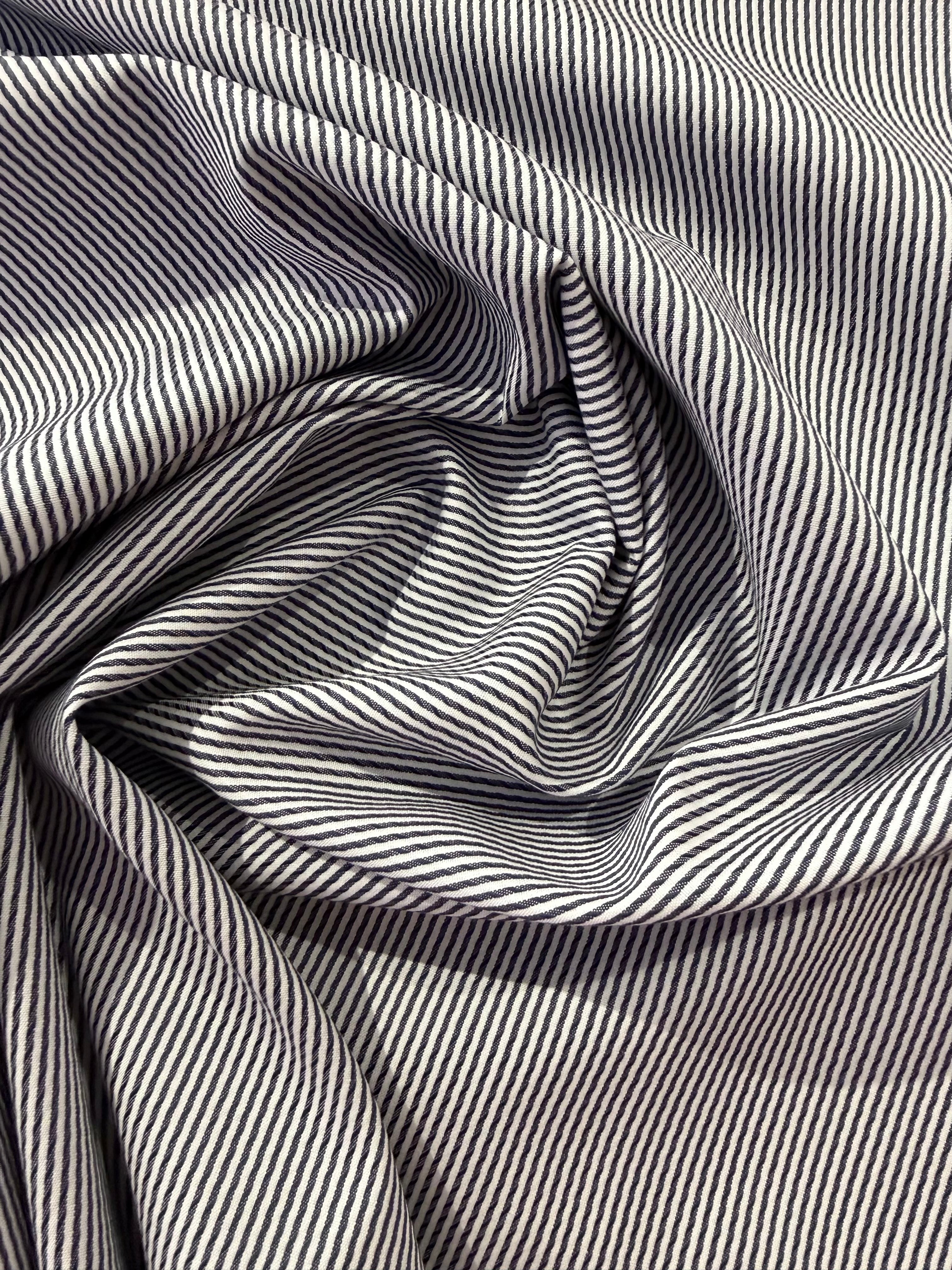 Ex Designer Deadstock Stripe Cotton - Navy