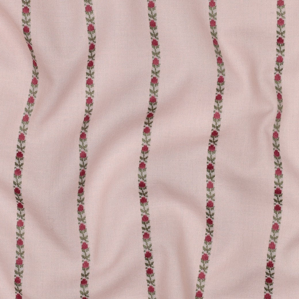 Pale Pink Jacquard Flower Stripe Cotton