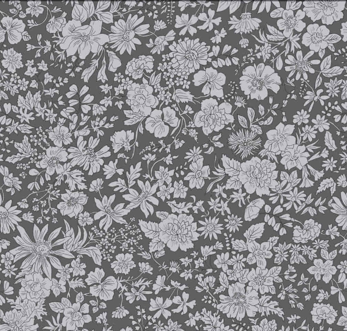 Emily Belle Lasenby Cotton Individual Fat Quarter By Liberty Fabrics - Charcoal 016666430 A