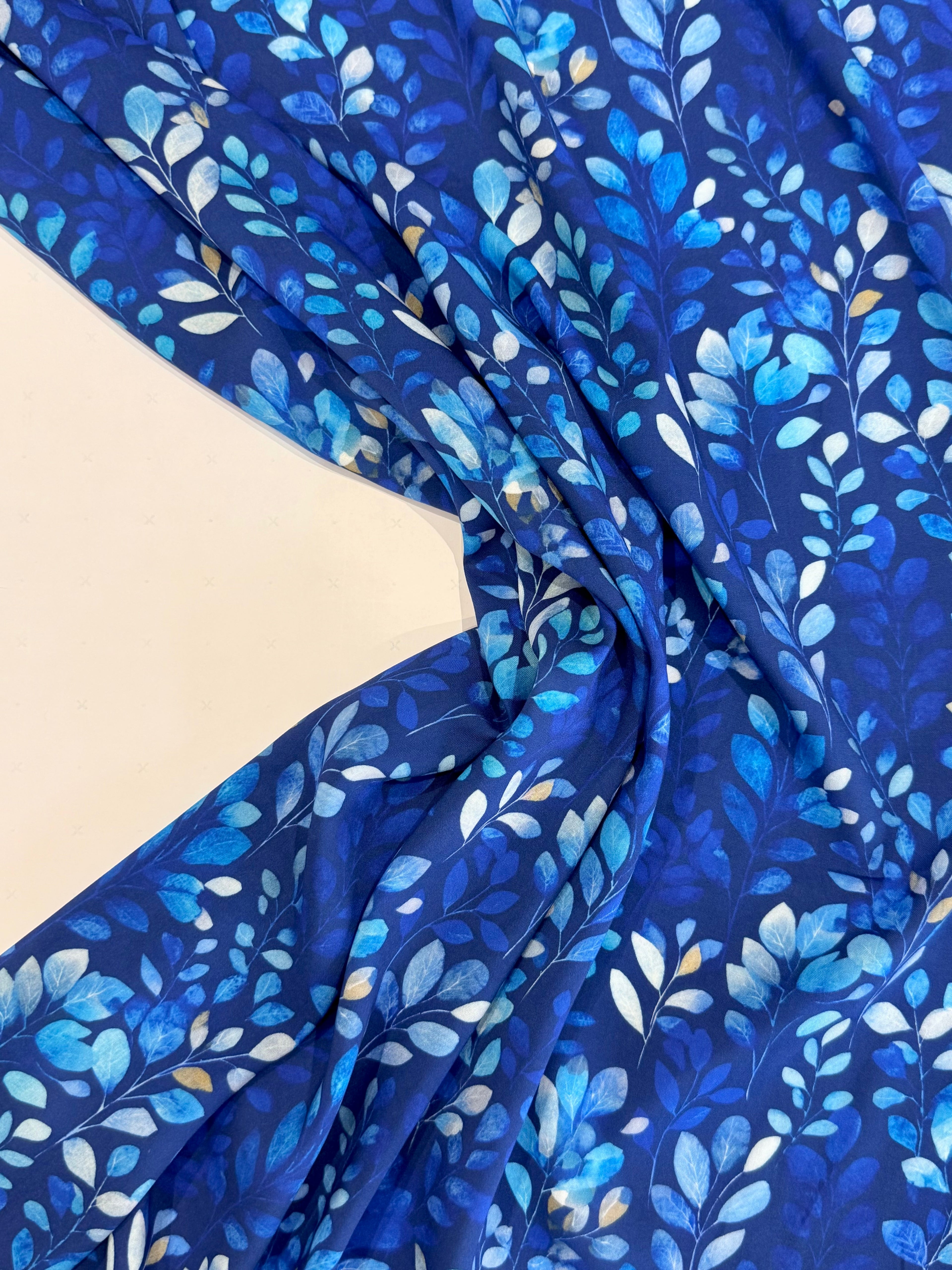 Colbalt Flowers Viscose Lawn