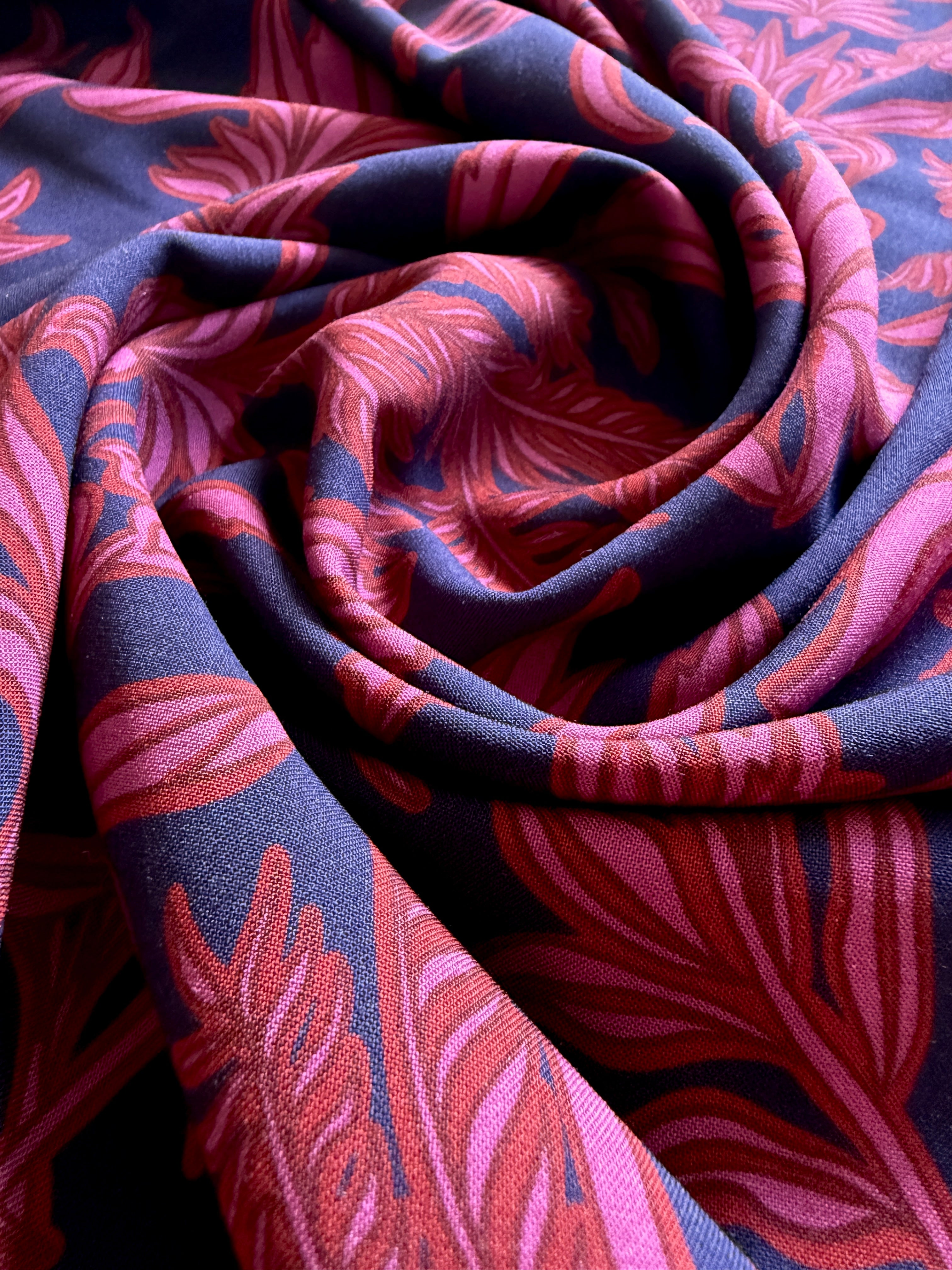 Botanical Navy & Berry Deadstock Viscose