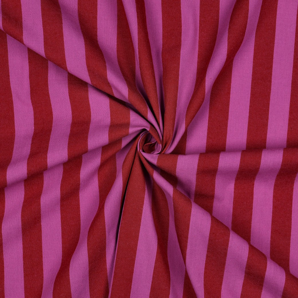Red And Fuchsia Cotton Yarn Dyed Stripes