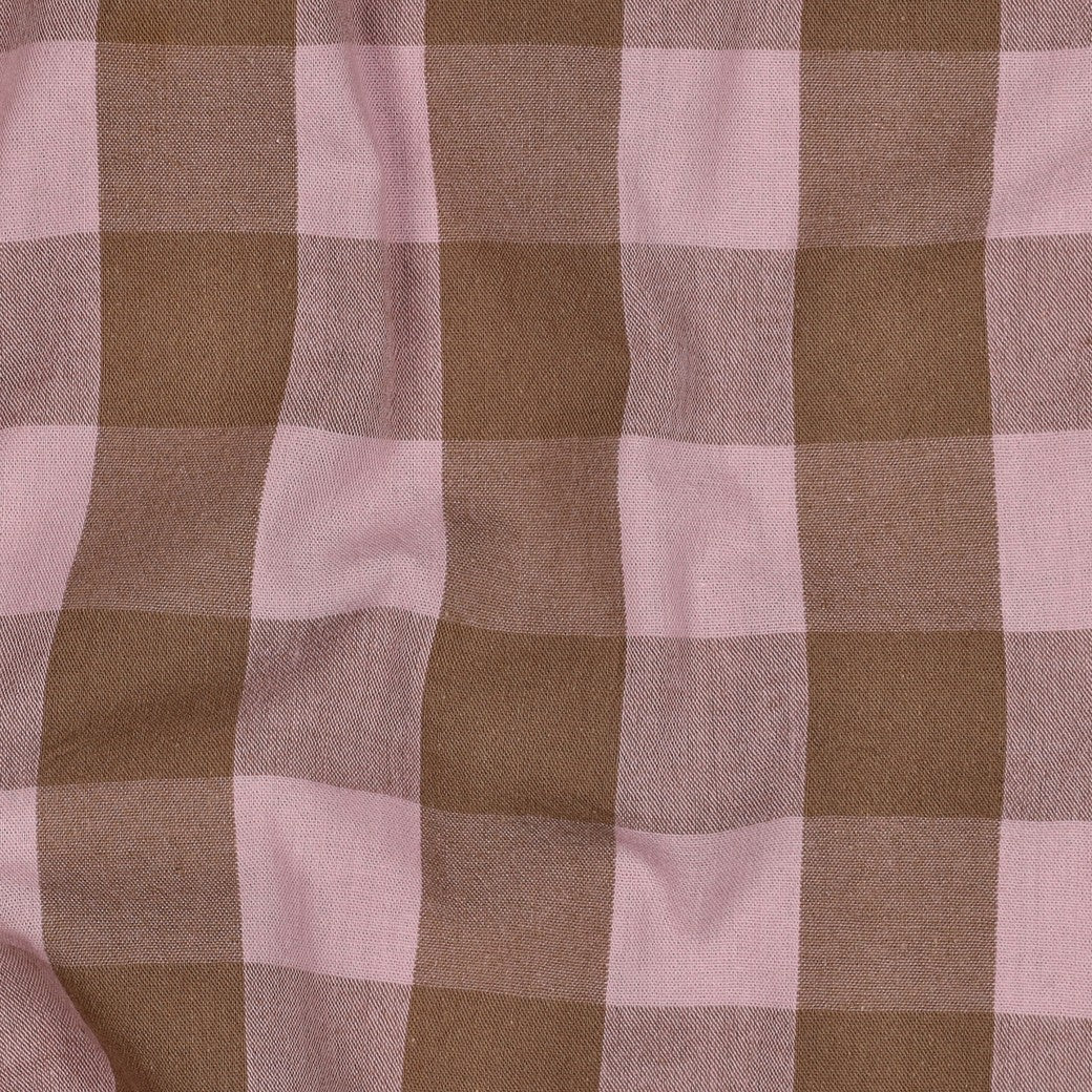 Light Pink And Brown Cotton Yarn Dyed Check