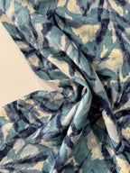 Abstract Leaves Viscose Blend Blue