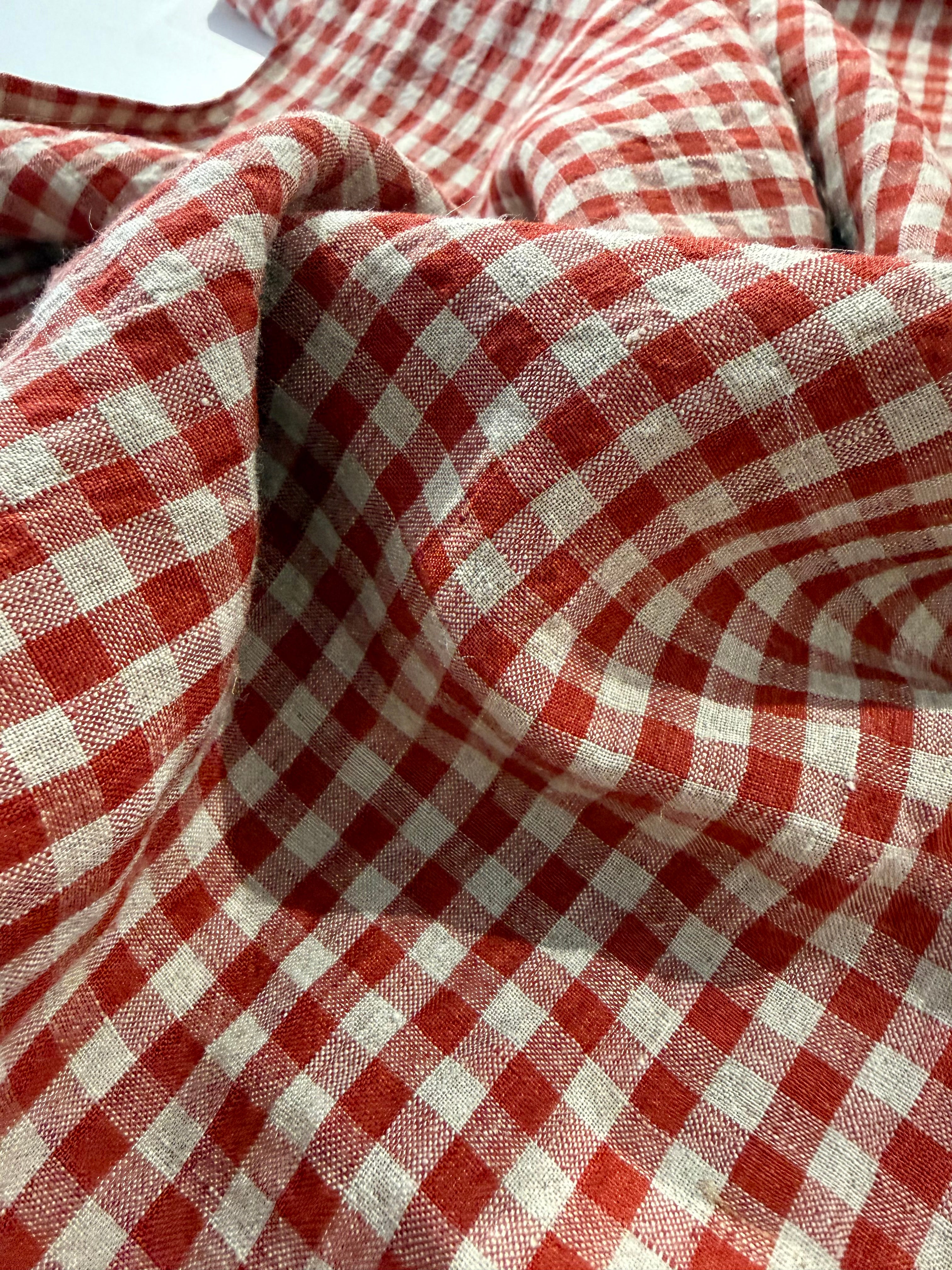 Homestead Gingham Laundered Linen - Rouge Red - By Lady McElroy