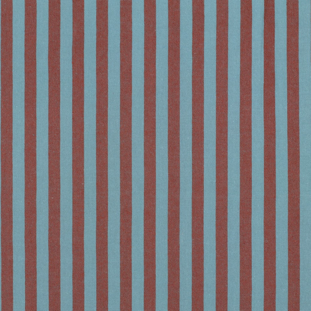 Chocolate Brown And Muted Teal Yarn-Dyed Cotton Stripe