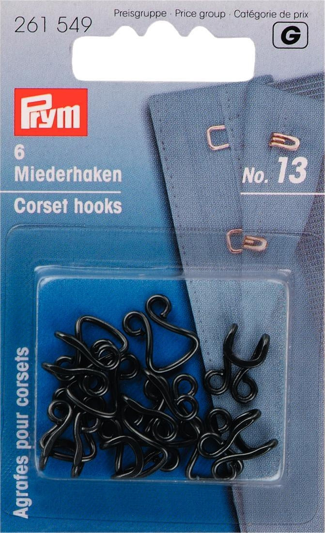Prym 261549 Black Corset Hooks No.13
