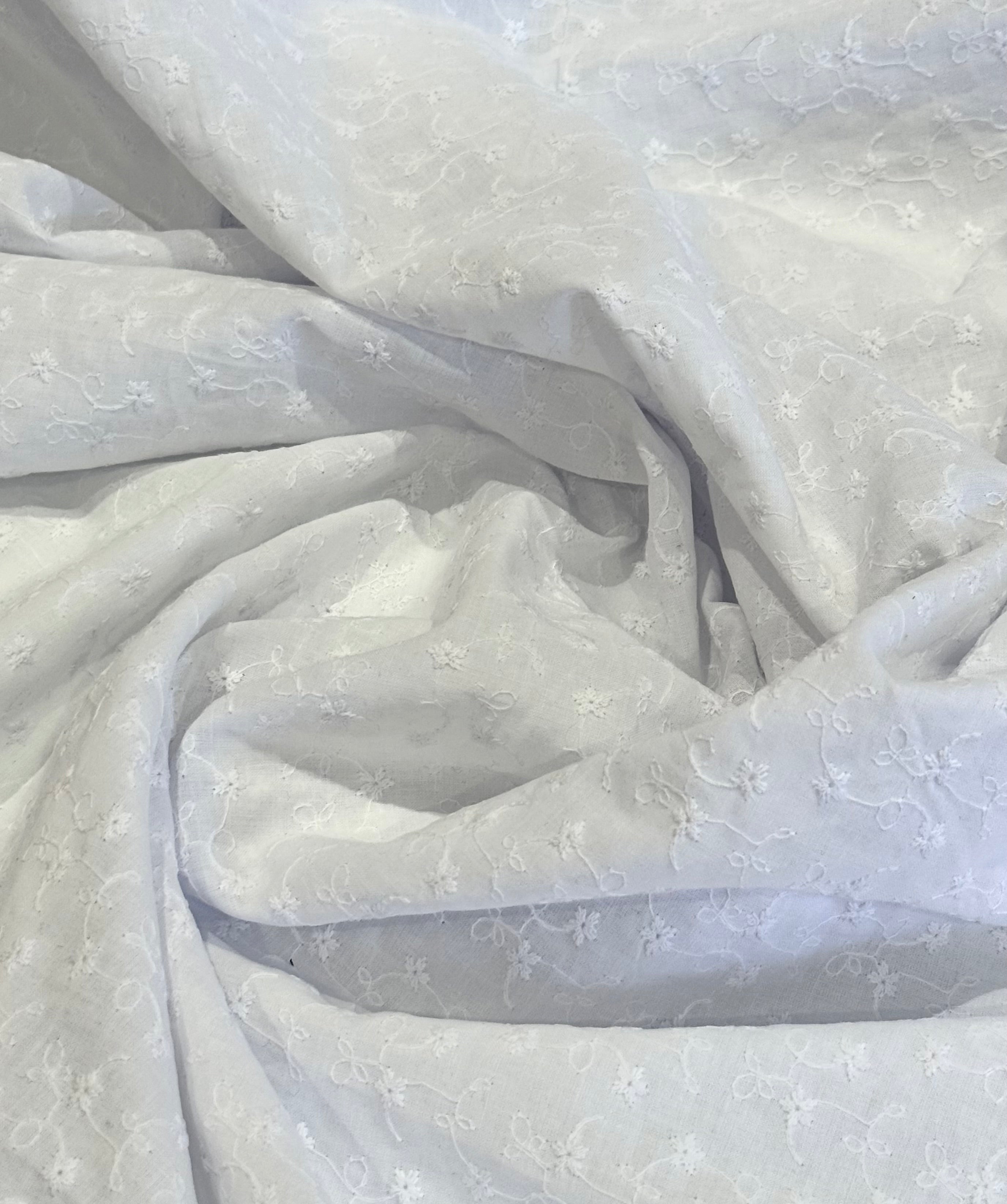 White Embroidered Cotton