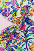 Tropical Butterfly Viscose Linen Blend