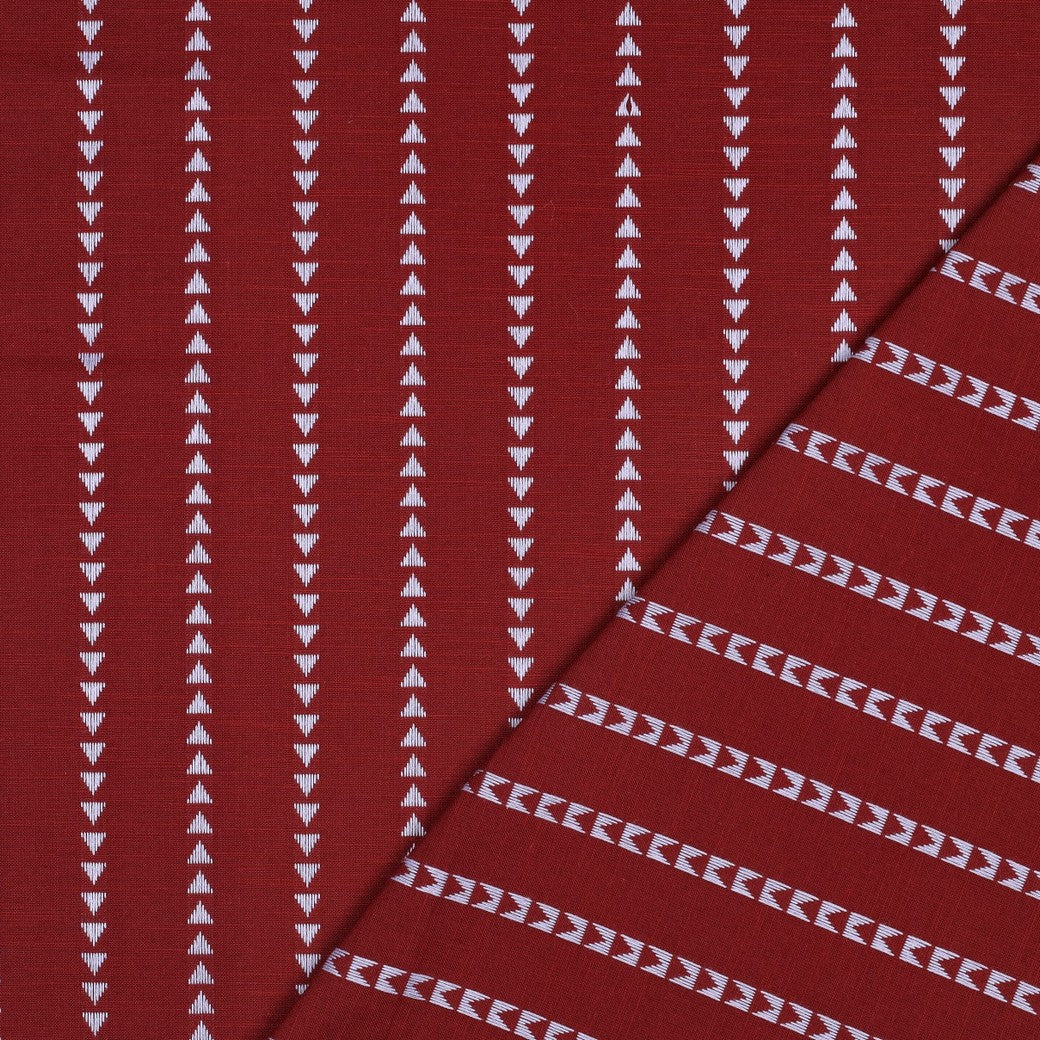Burgundy Triangle Stripe Yarn Dyed Cotton