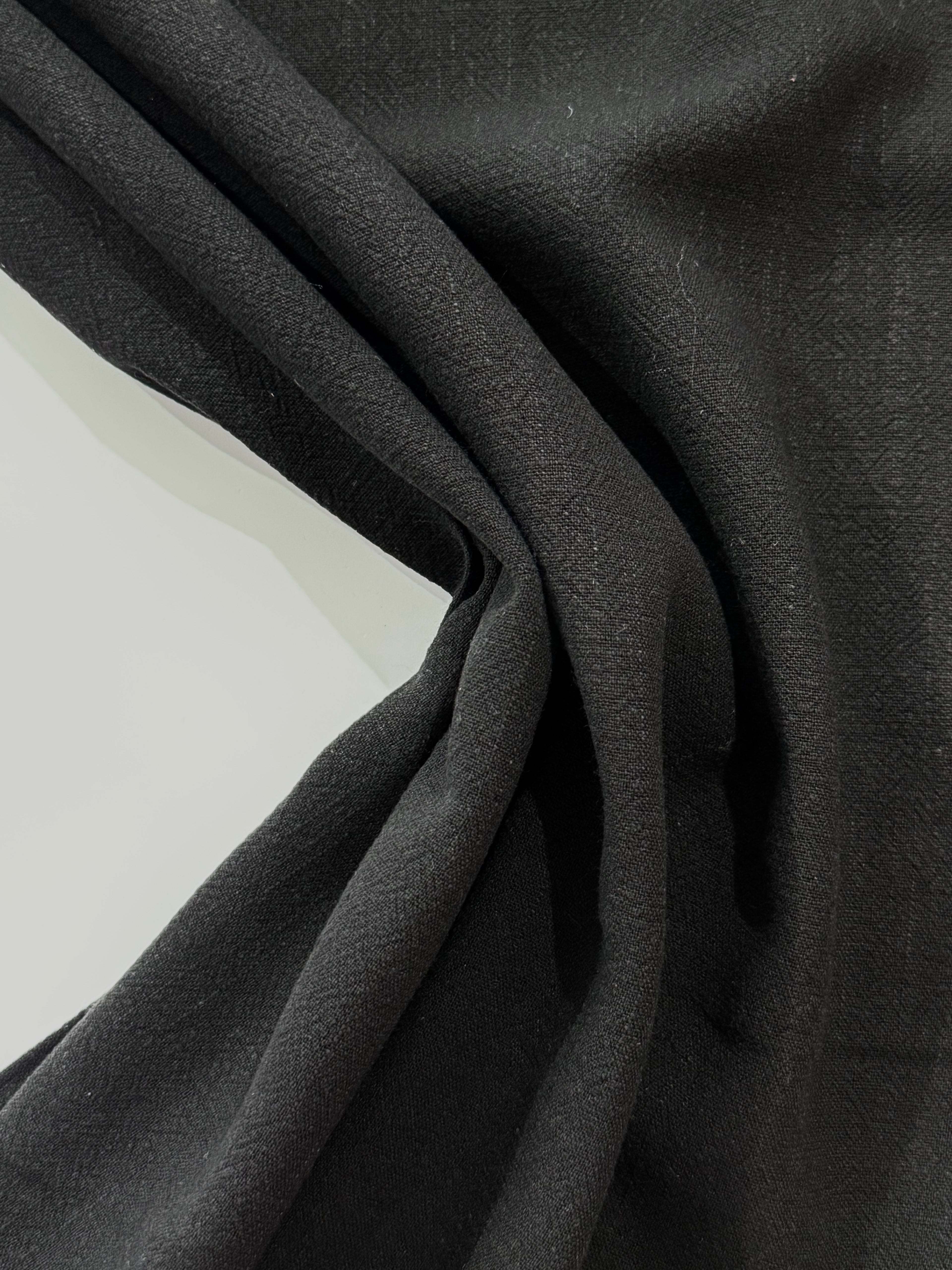 Jet Black Viscose Linen Blend