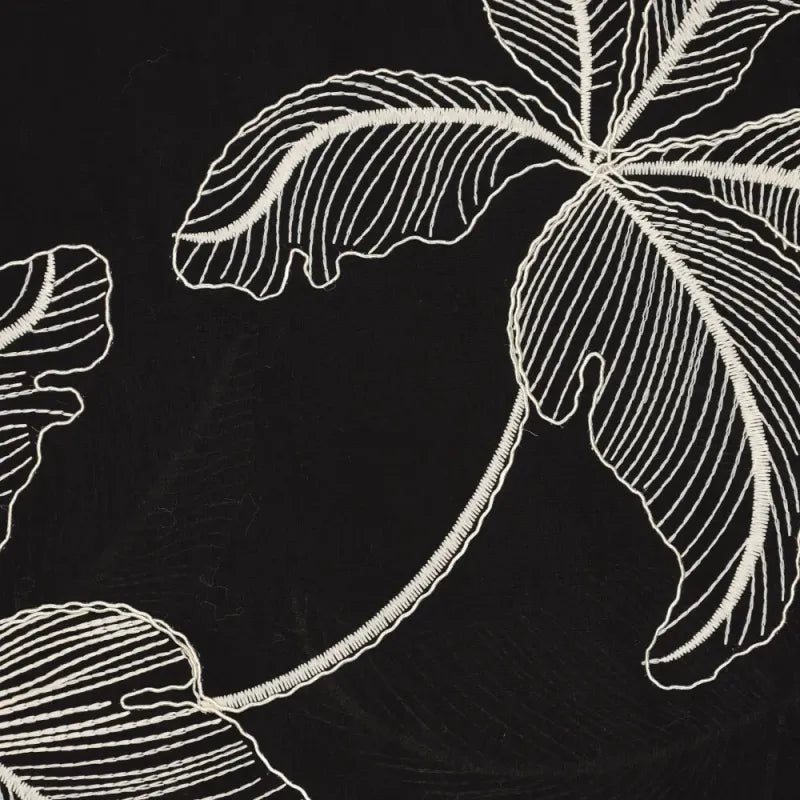 Black Cotton Lawn with Ivory Corded Embroidery