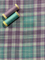 Lilac And Turquoise Check Double Gauze