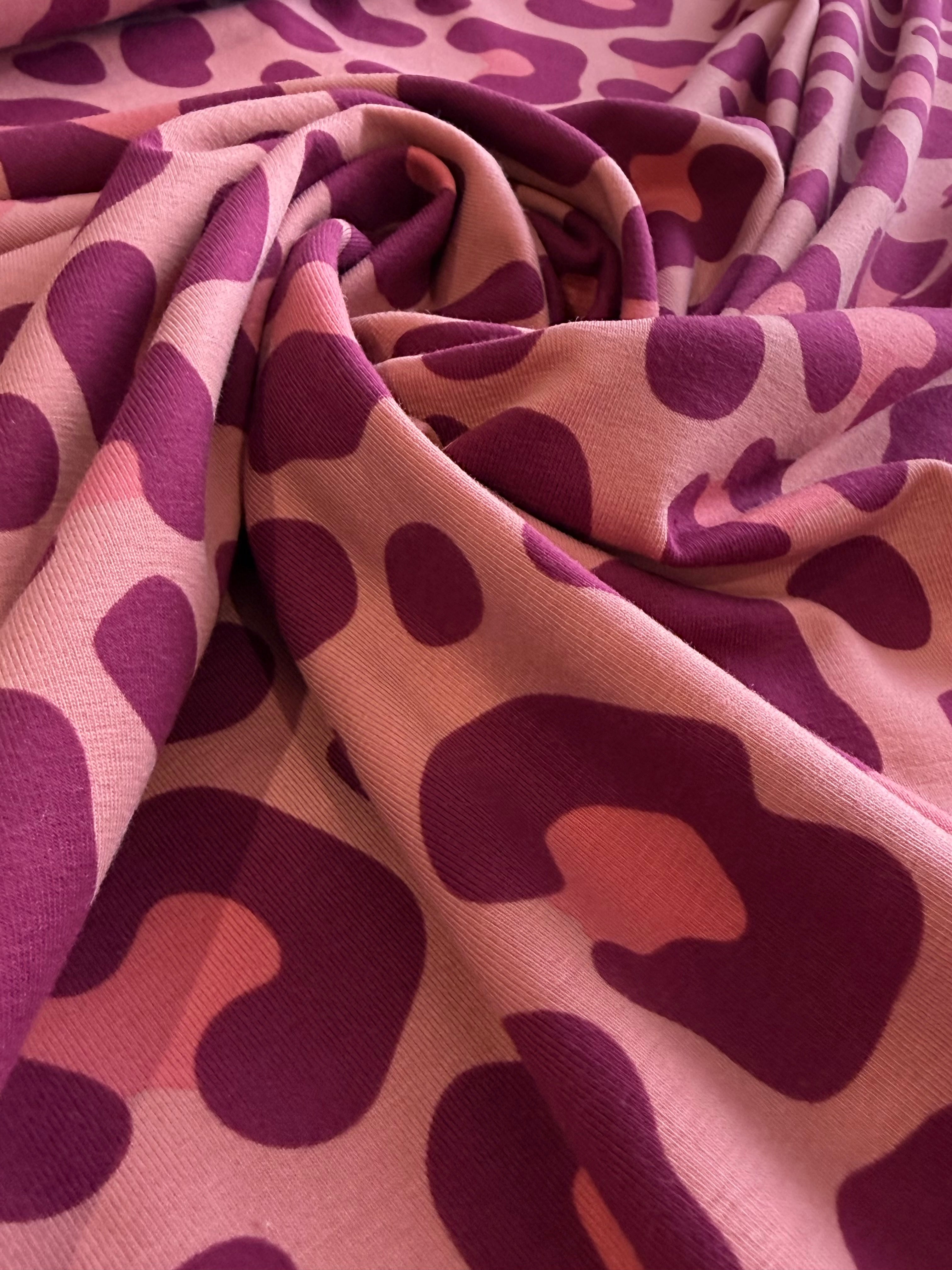 Old Rose Pink Leopard Cotton Jersey