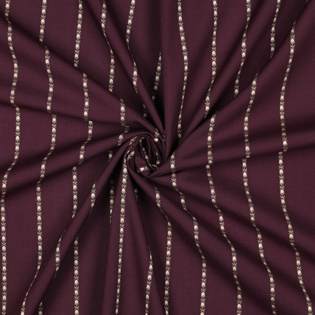 Burgundy Jacquard Flower Stripe Cotton