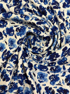 Painterly Flowers Viscose Linen Blend