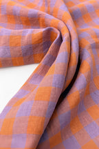 Gallery Gingham Laundered Pure Linen - Tangerine - By Lady McElroy