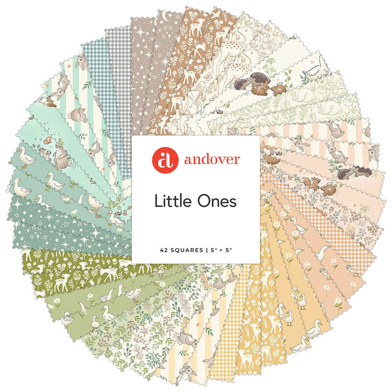 Little Ones - Charm Pack (42 x 5x5 Inch Squares) - By Makower UK