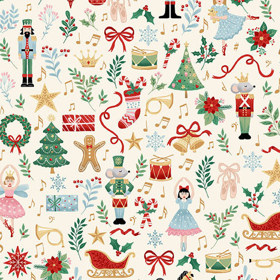 The Nutcracker- Fairytale Cream MU-223-Q - By Makower UK