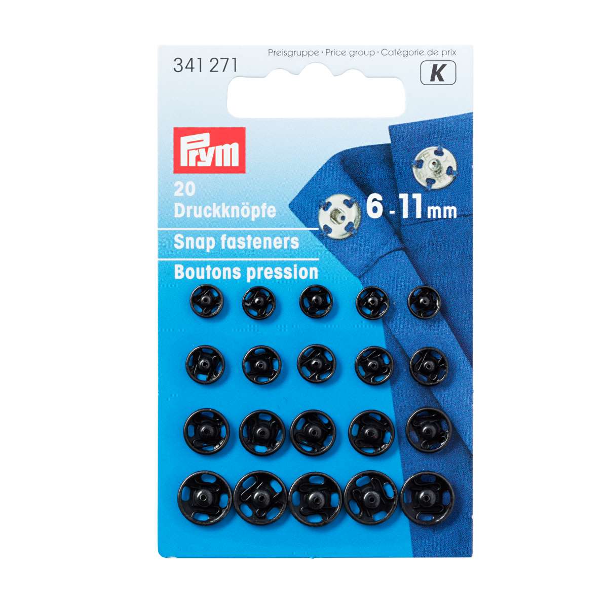 Prym 341271 Black Snap Fasteners 6-11mm