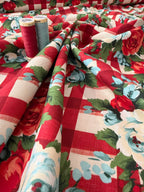 Floral Gingham Check Cotton Viscose Blend
