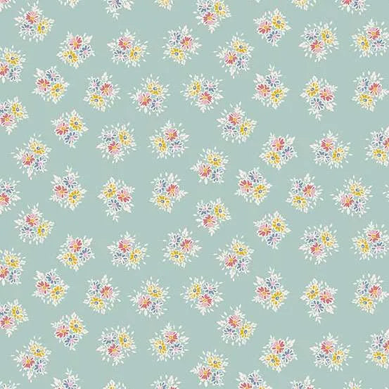 Petite Fleur By Makower UK - Posy Teal 184-T Fat Quarter