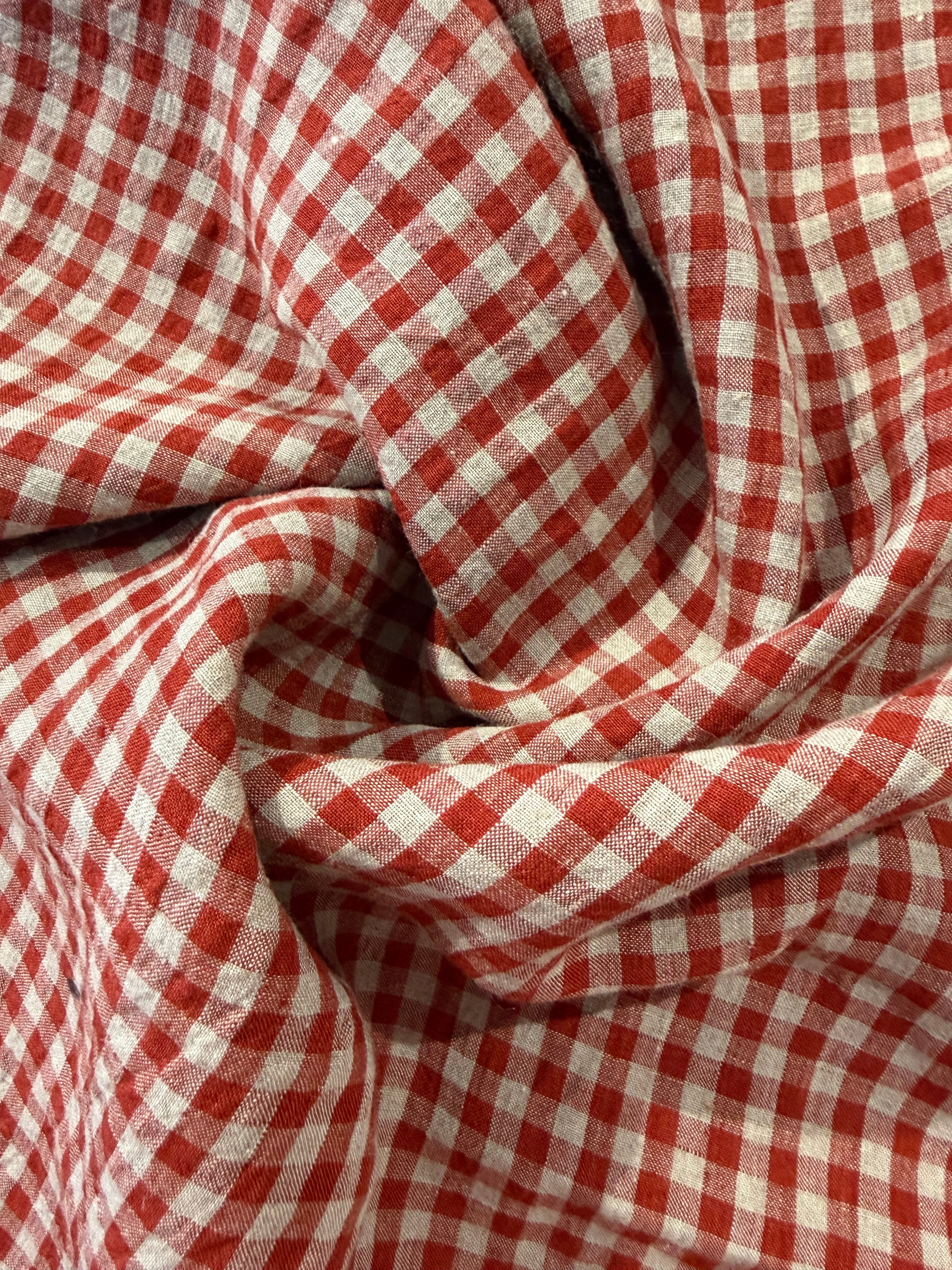 Homestead Gingham Laundered Linen - Rouge Red - By Lady McElroy