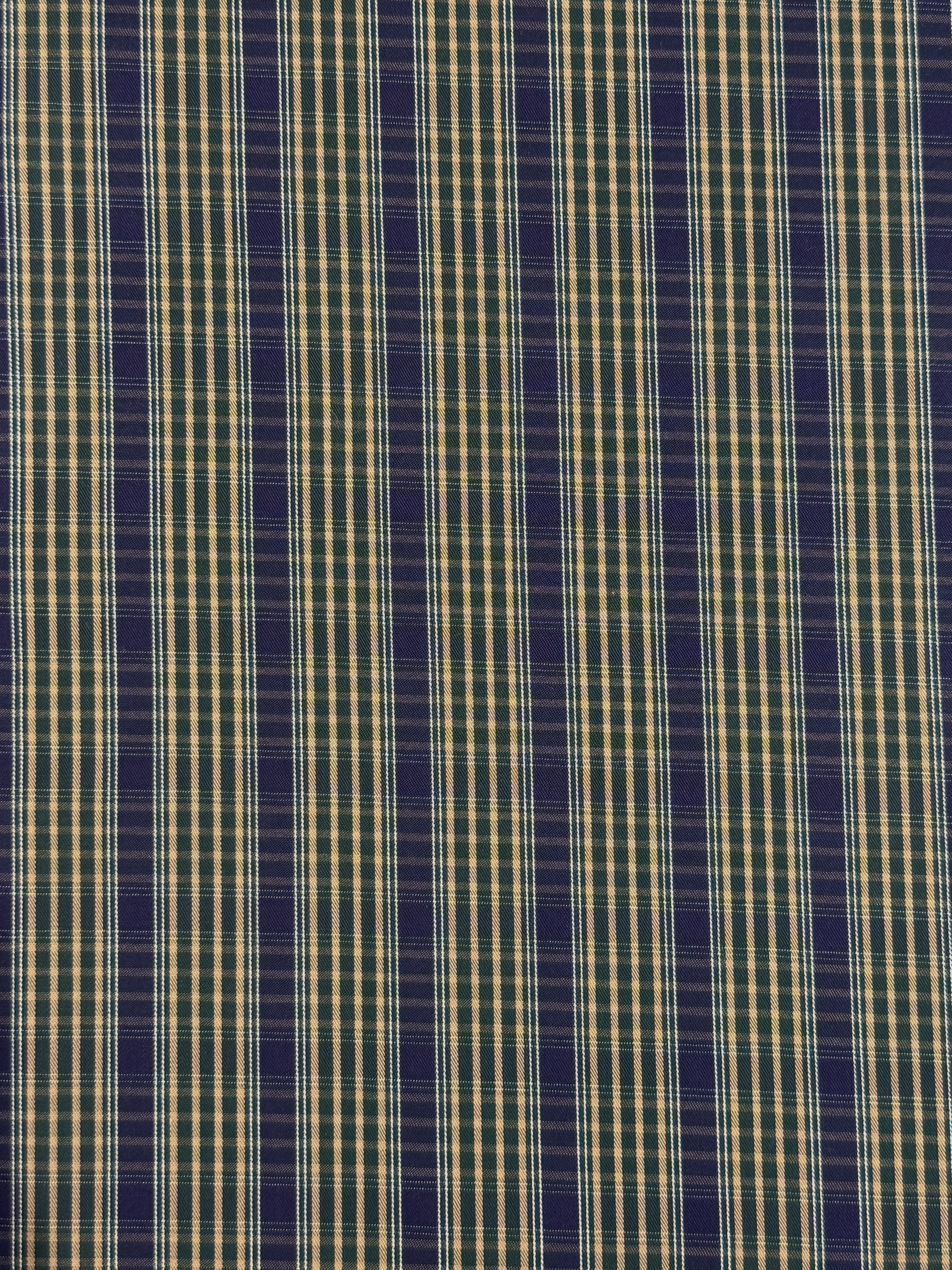 Heritage Check - Bottle Green, Indigo & Caramel - Ex-Designer Deadstock Cotton