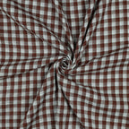 Blue & Brown Gingham Check Cotton Double Gauze