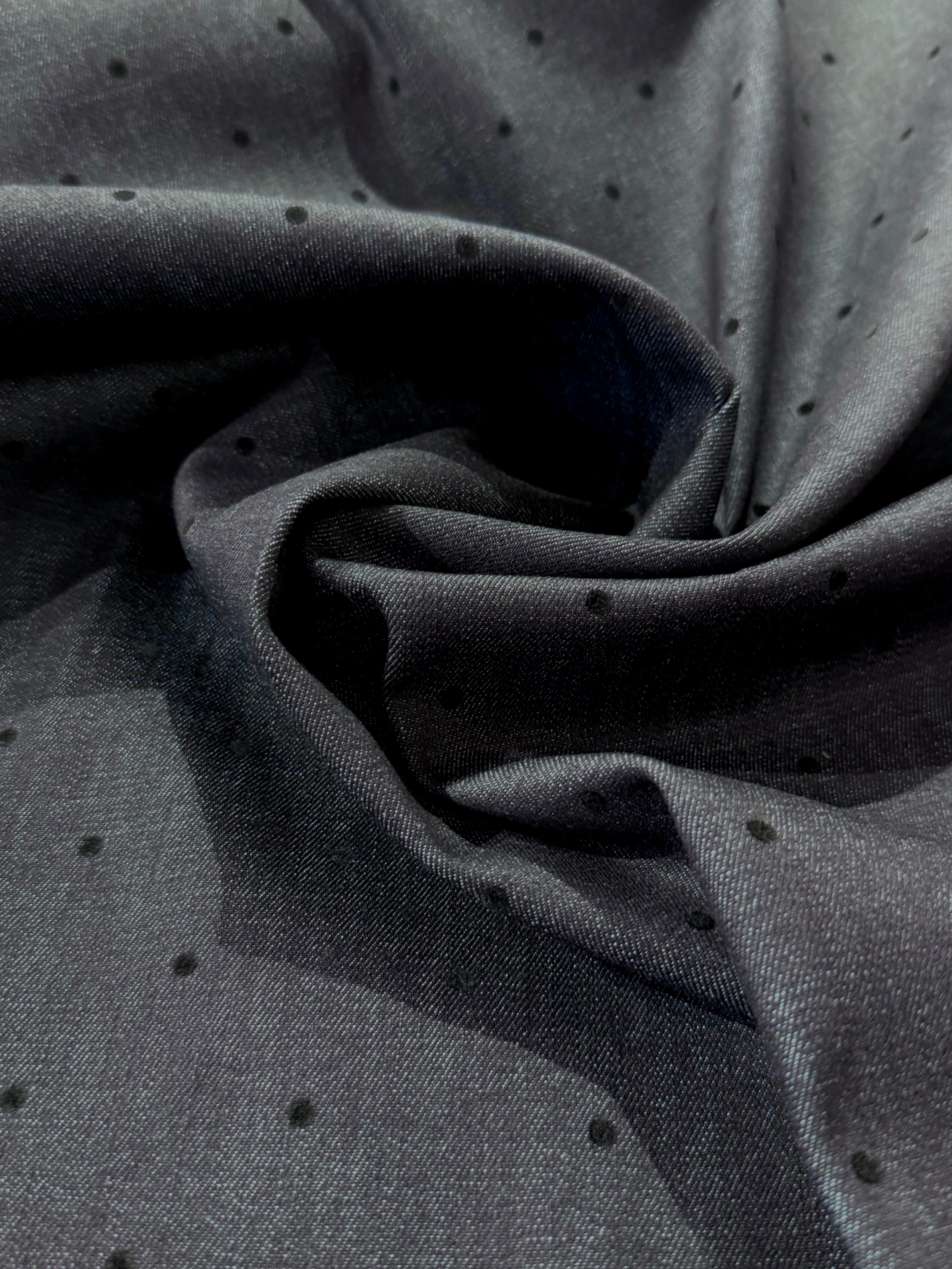 Flock Spot Stretch Indigo Denim