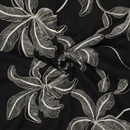 Black Cotton Lawn with Ivory Corded Embroidery