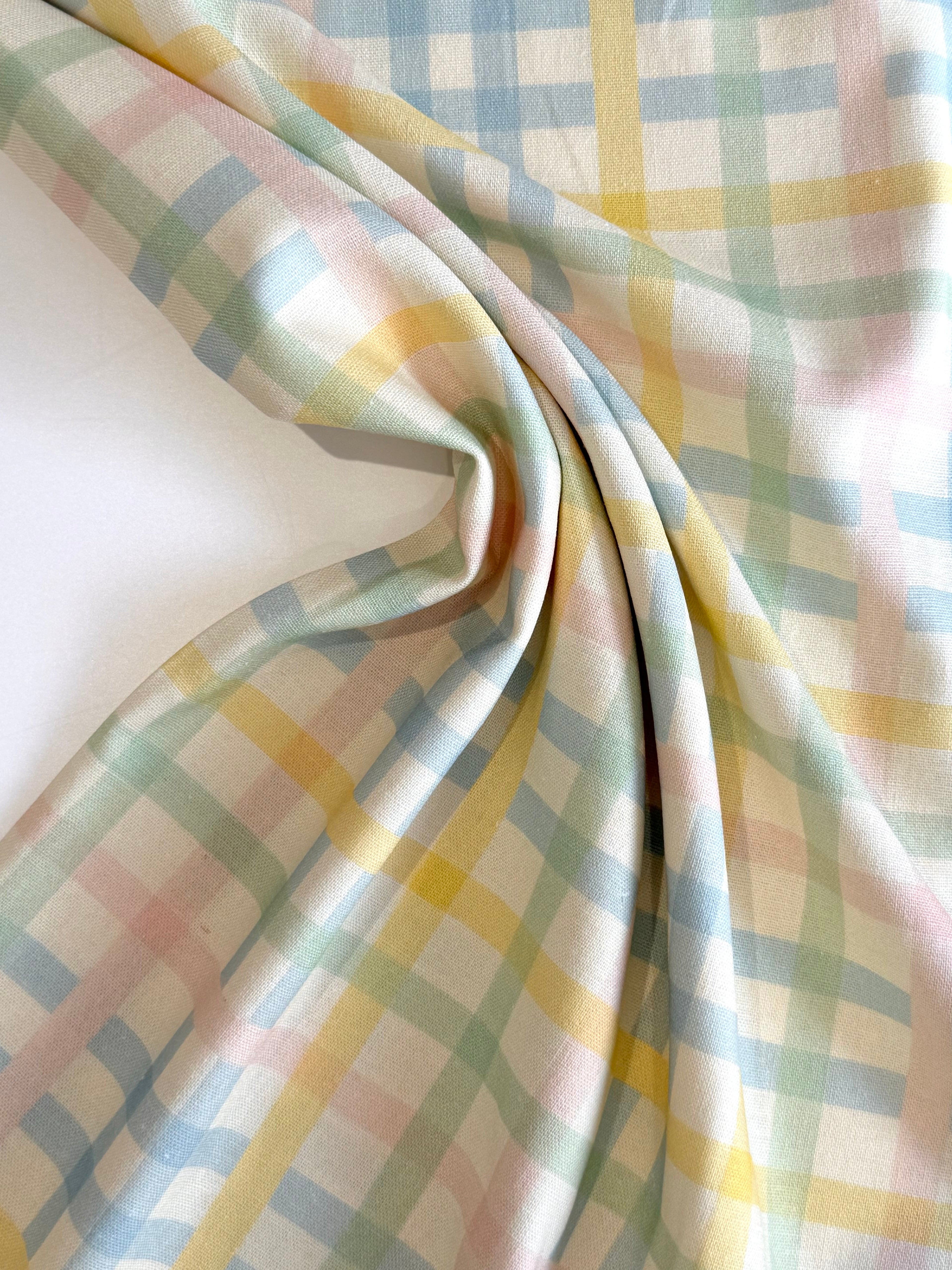 Pastel Checks Linen Viscose Blend