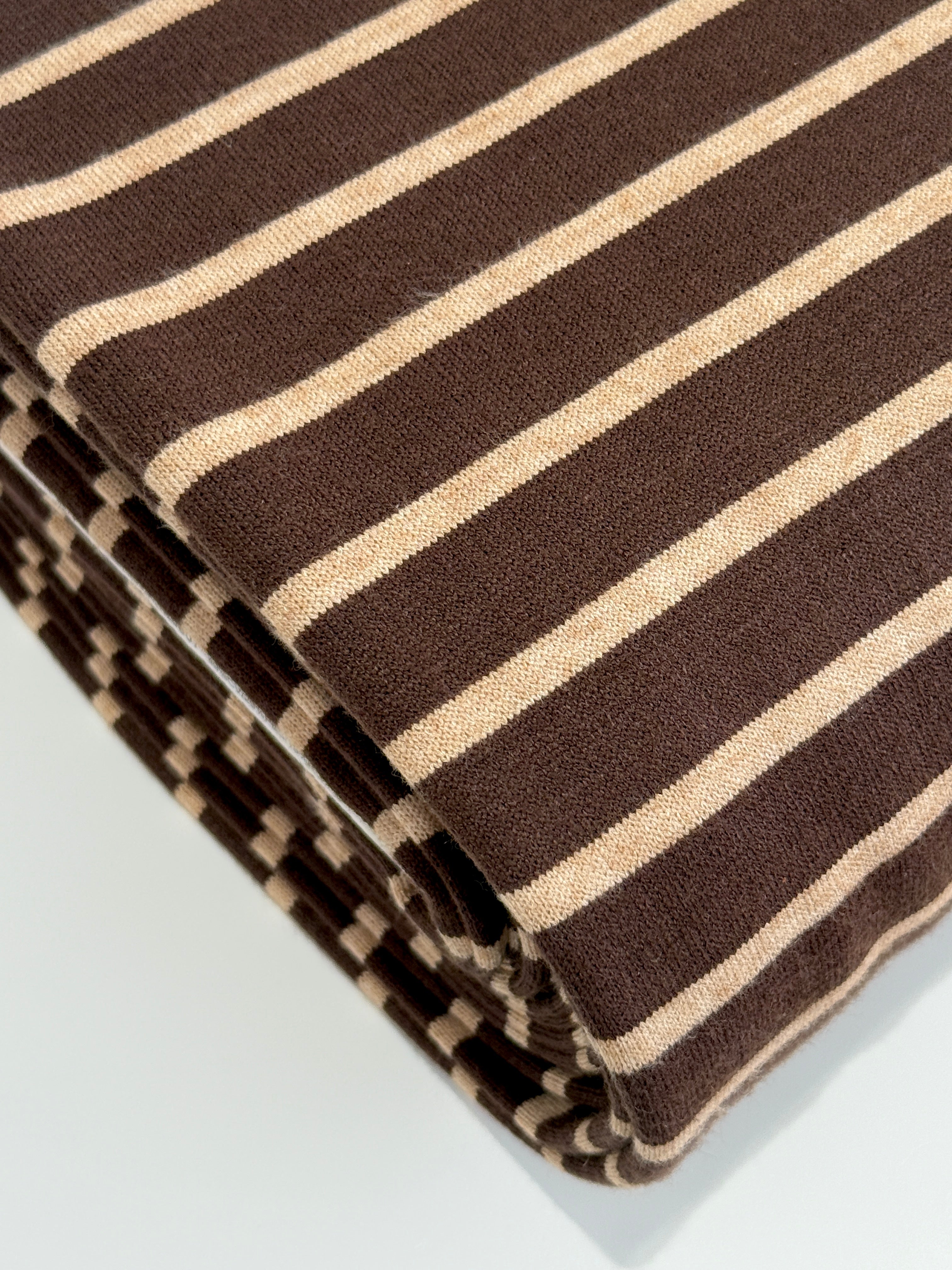 Classic Stripe Jacquard Knit - Chocolate Brown