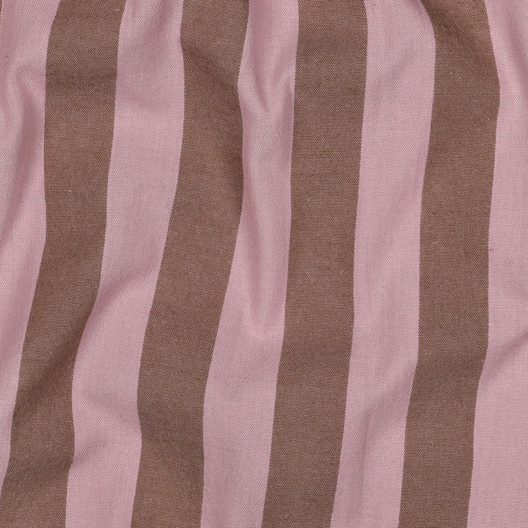 Light Pink And Brown Cotton Yarn Dyed Stripes