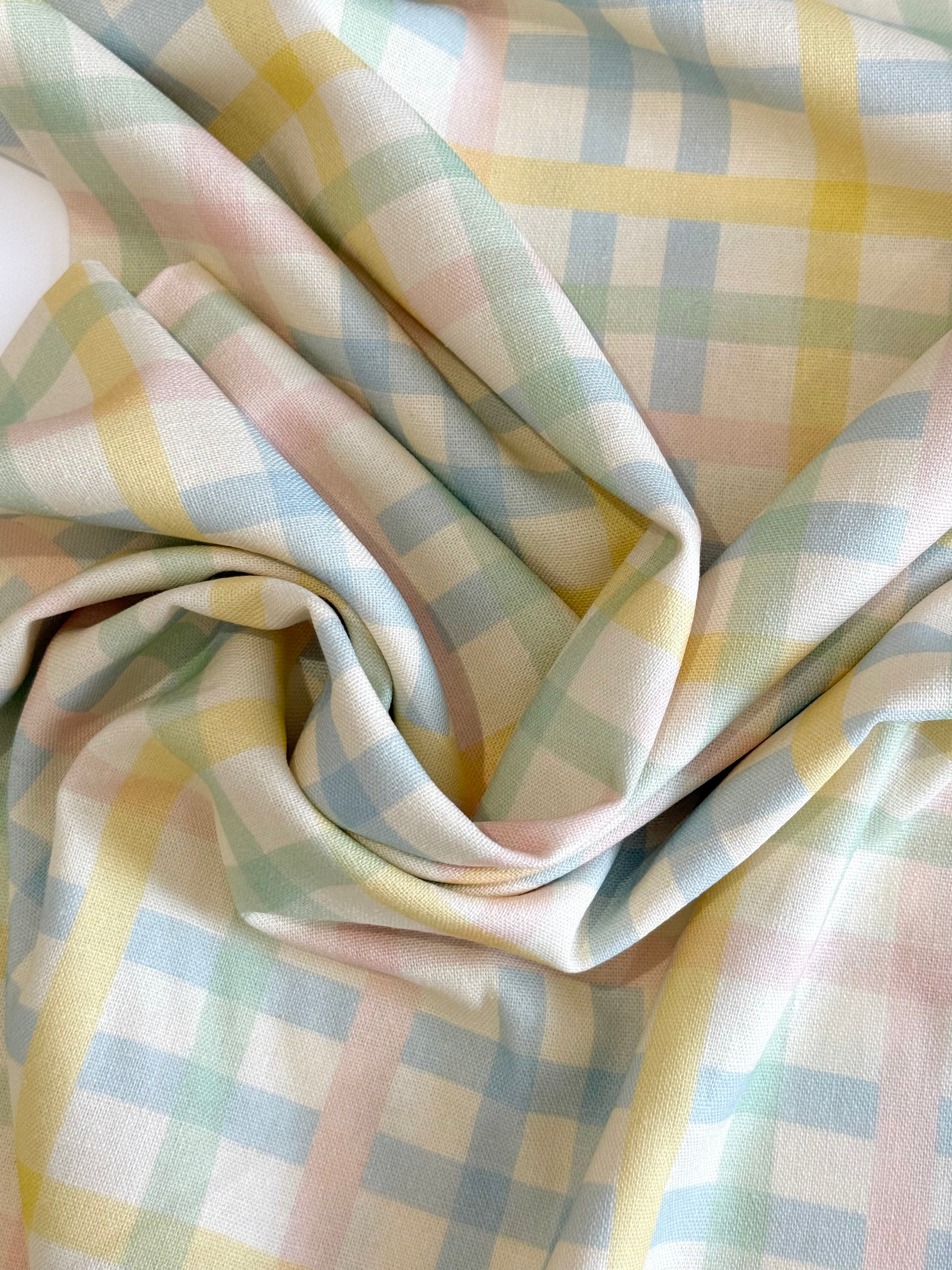 Pastel Checks Linen Viscose Blend