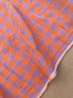 Gallery Gingham Laundered Pure Linen - Tangerine - By Lady McElroy