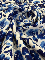 Painterly Flowers Viscose Linen Blend