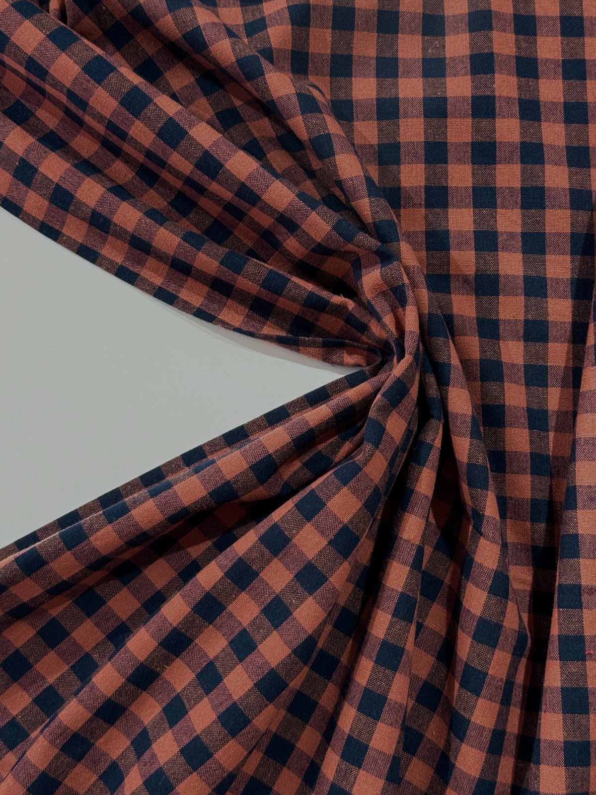 Koushi Gingham Check Japanese Yarn-Dyed Cotton Chambray by Lady McElroy - Terracotta