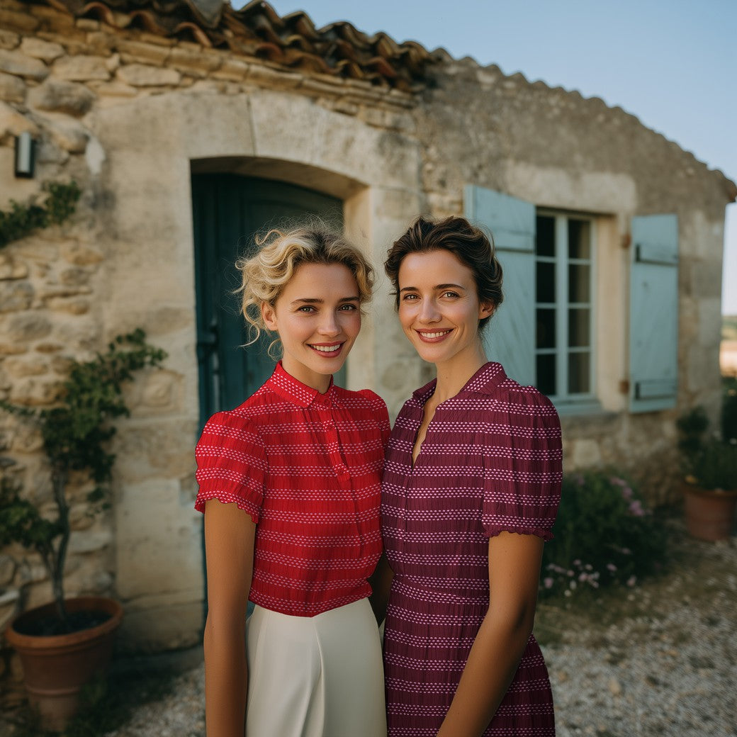Stitched Stripe Cotton - Burgundy