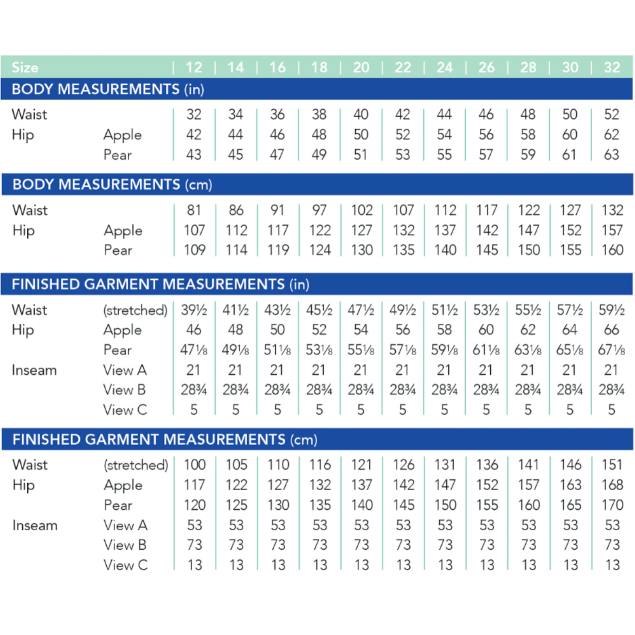 Cashmerette Calder Pants And Shorts Sizes 12-32