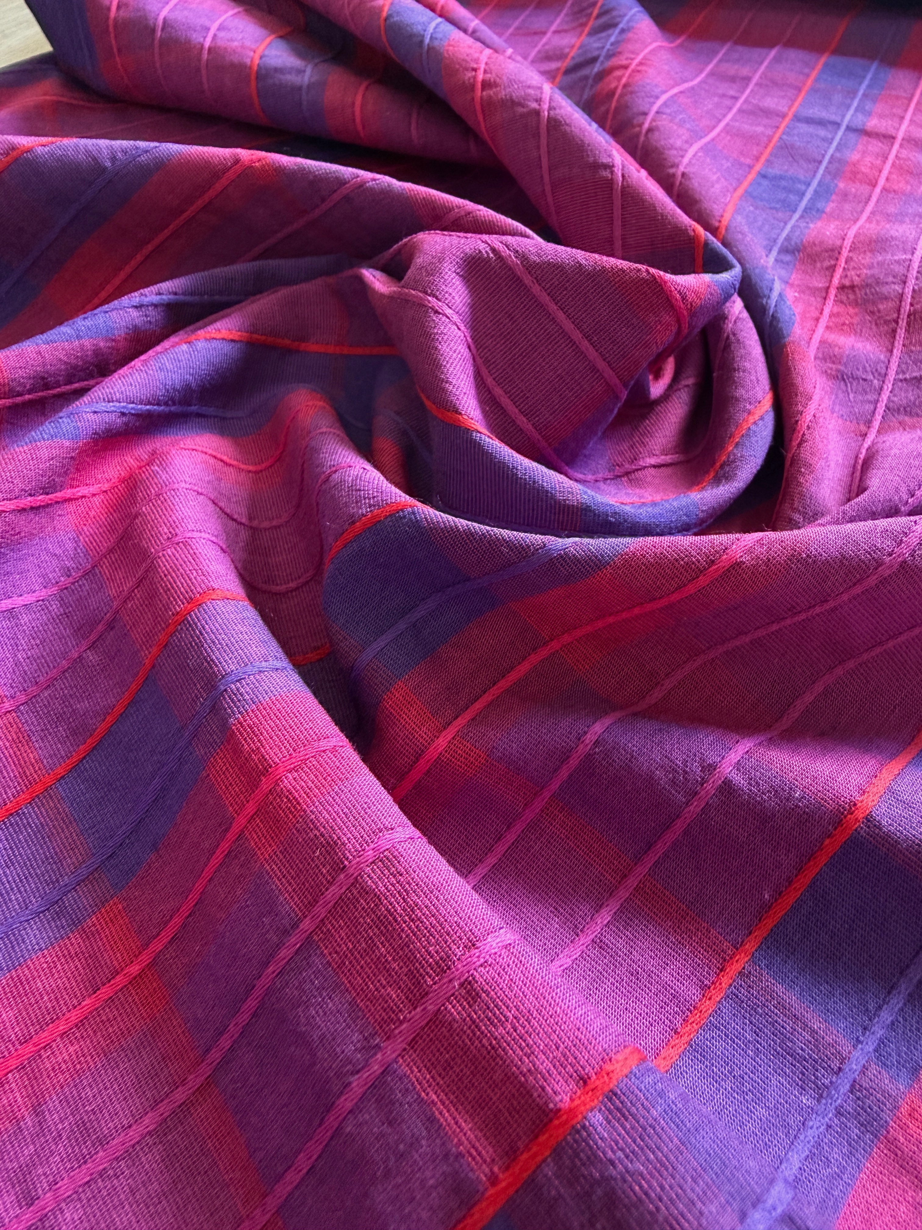 Fuchsia & Indigo Yarn Dyed Textured Check