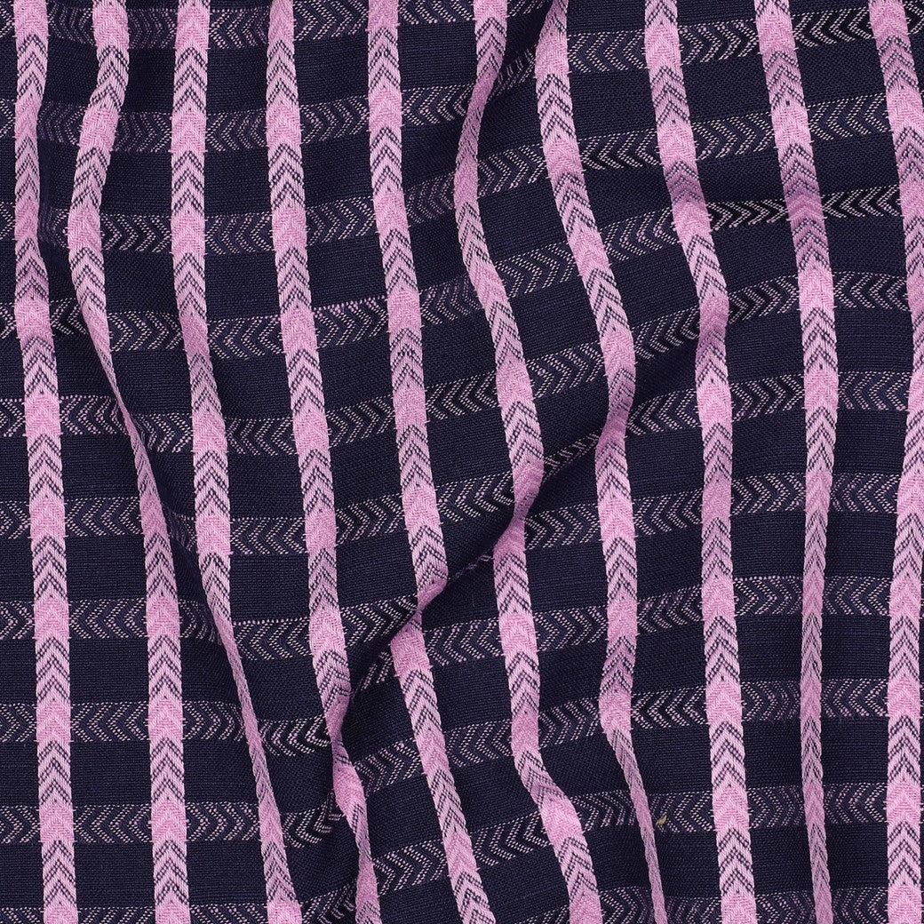 Navy Chevron Check Yarn Dyed Cotton