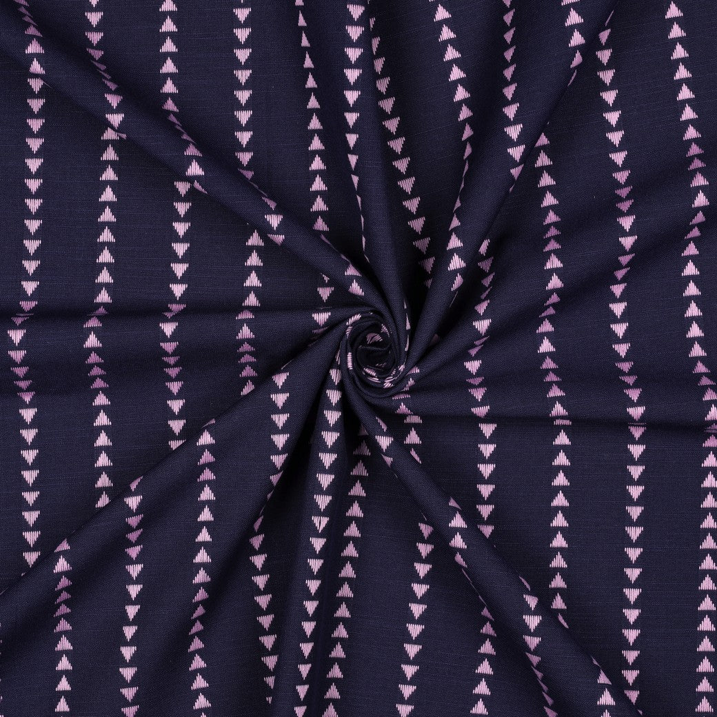 Navy Triangle Stripe Yarn Dyed Cotton