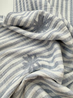 Palm Embroidery Cotton Double Gauze - Blue