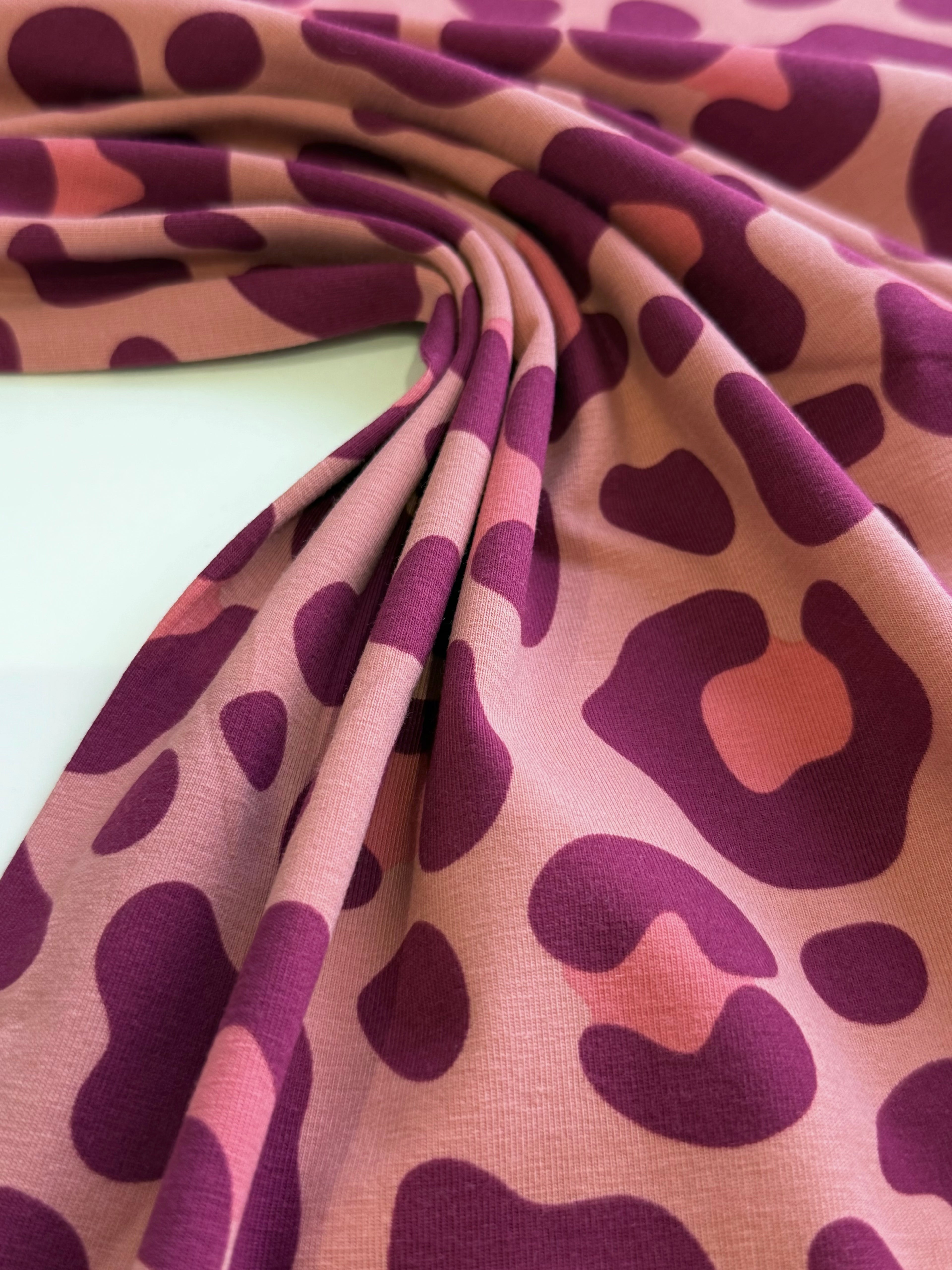 Old Rose Pink Leopard Cotton Jersey